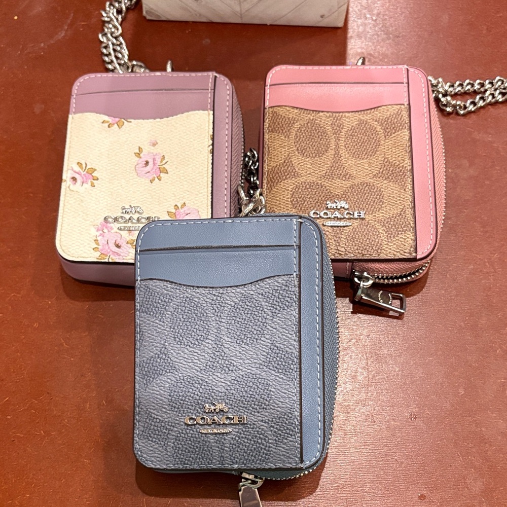 Coach Trio Wallet Set in Pink, Blue, and Floral